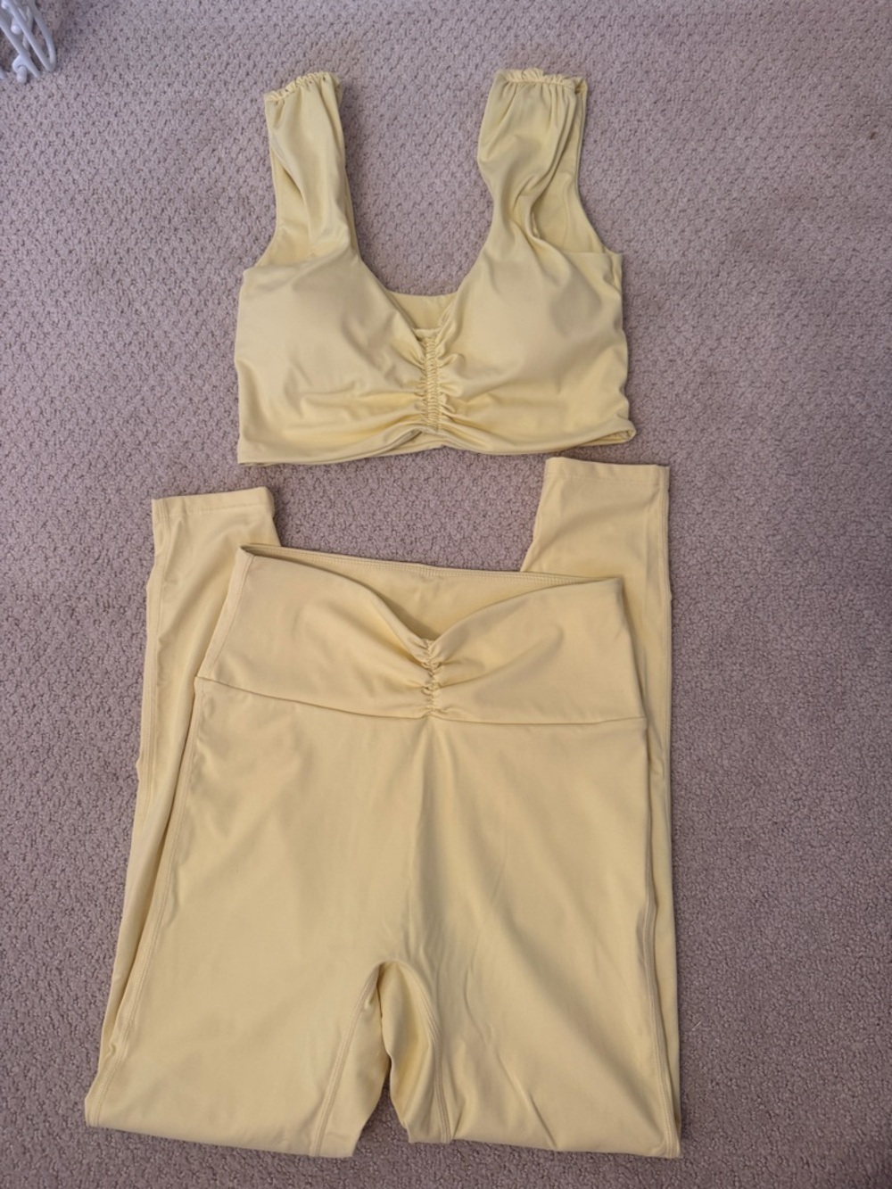 Yellow Ruched Active Set - Top & High-Waist Leggings